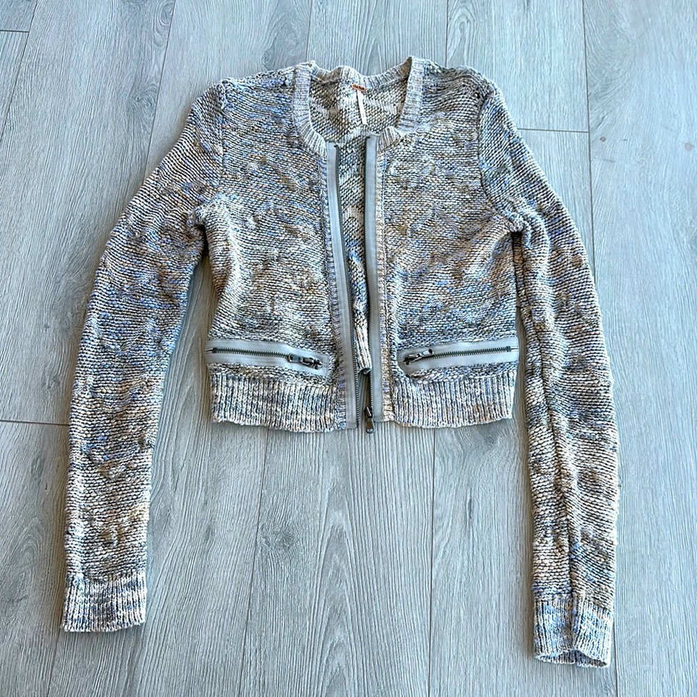 NWT Free People Cropped Zipped Sweater